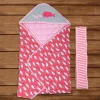 Baby Moo Whale Warm Hooded Quilted Wrapper - Pink