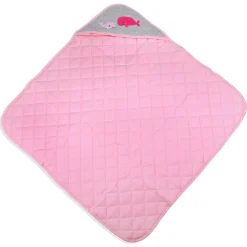 Baby Moo Whale Warm Hooded Quilted Wrapper - Pink