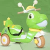 Baby Moo Whimsical Cartoon Kids Electric 3-Wheel Motorcycle Scooter Rechargeable Battery-Powered with Music & Lights Toddler Ride-On Bike Toy for Imaginative Adventures - Green