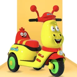 Baby Moo Whimsical Cartoon Kids Electric 3-Wheel Ride-On Bike Motorcycle Scooter Rechargeable Battery-Powered with Music & Lights - Yellow