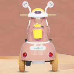 Baby Moo Whimsical Cartoon Kids Electric 3-Wheel Motorcycle Scooter Rechargeable Battery-Powered with Music & Lights Toddler Ride-On Bike Toy for Imaginative Adventures - Pink