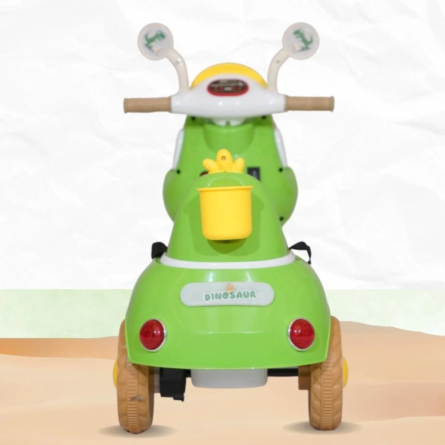 Baby Moo Whimsical Cartoon Kids Electric 3-Wheel Motorcycle Scooter Rechargeable Battery-Powered with Music & Lights Toddler Ride-On Bike Toy for Imaginative Adventures - Green