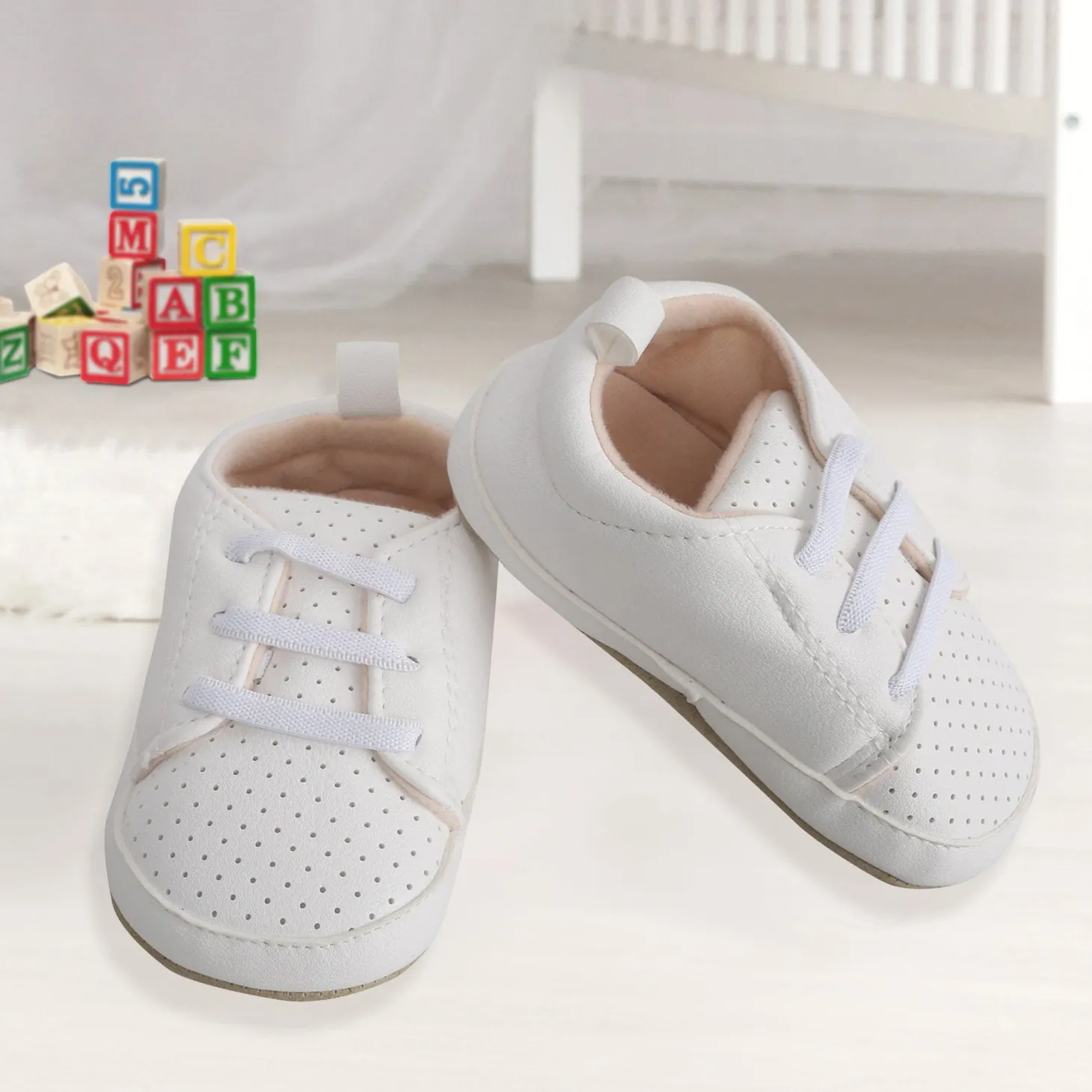 Baby Moo White Lace Up Booties
