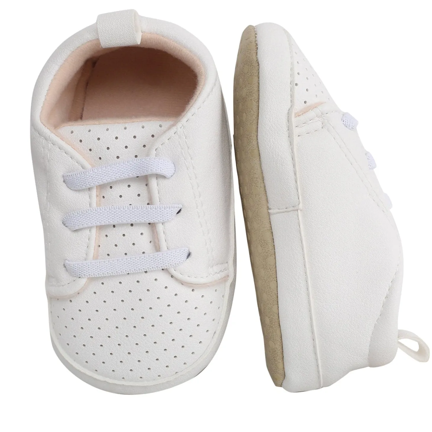 Baby Moo White Lace Up Booties