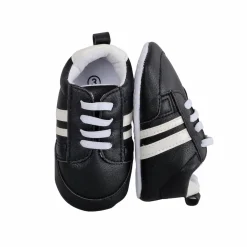 Baby Moo White Stripes On Black Sneakers