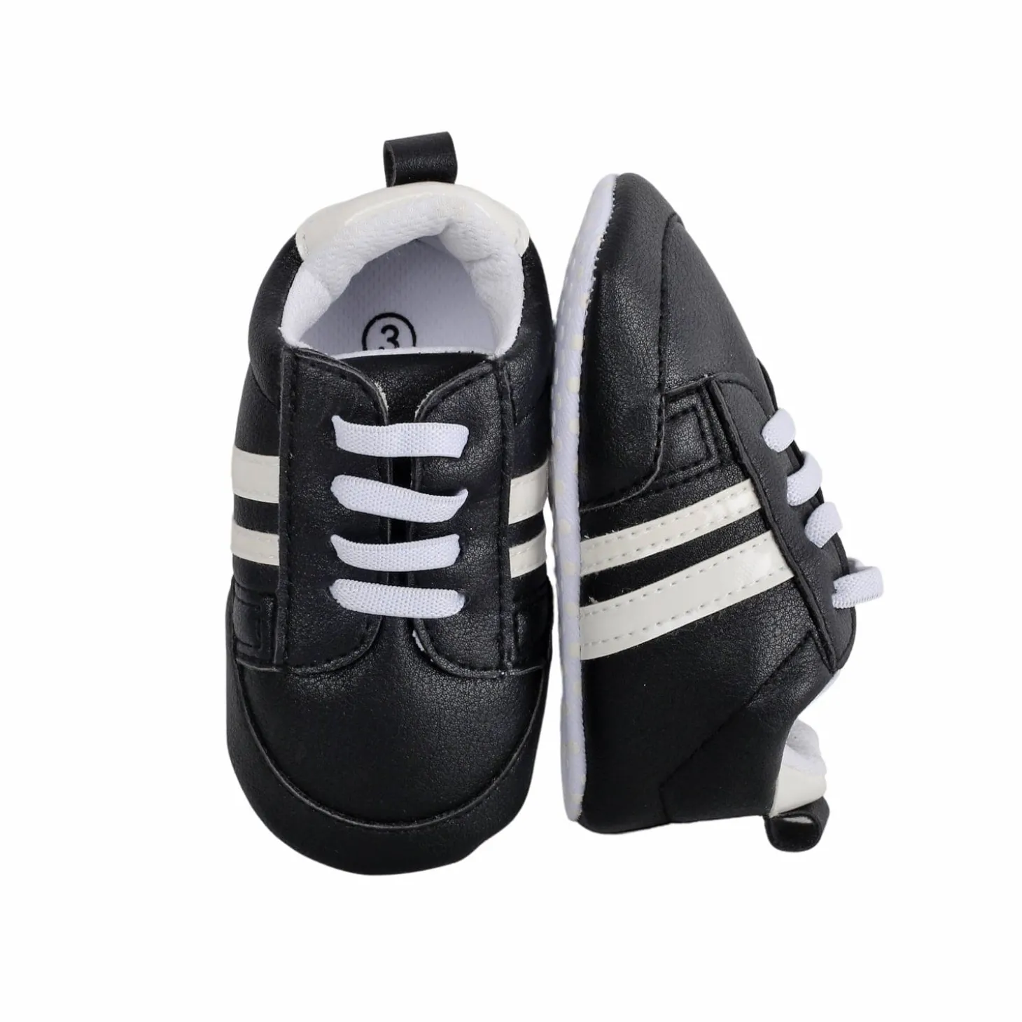 Baby Moo White Stripes On Black Sneakers