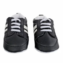 Baby Moo White Stripes On Black Sneakers