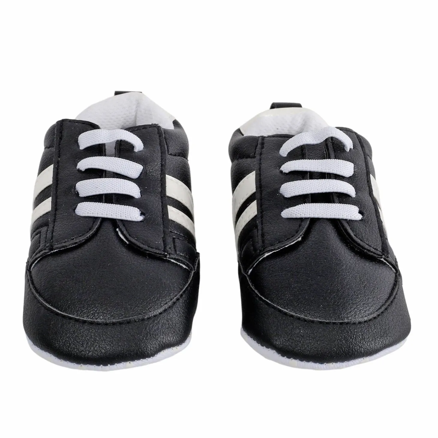 Baby Moo White Stripes On Black Sneakers