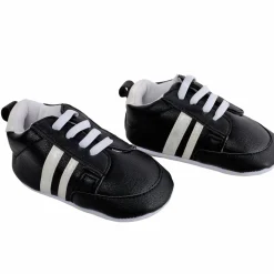 Baby Moo White Stripes On Black Sneakers