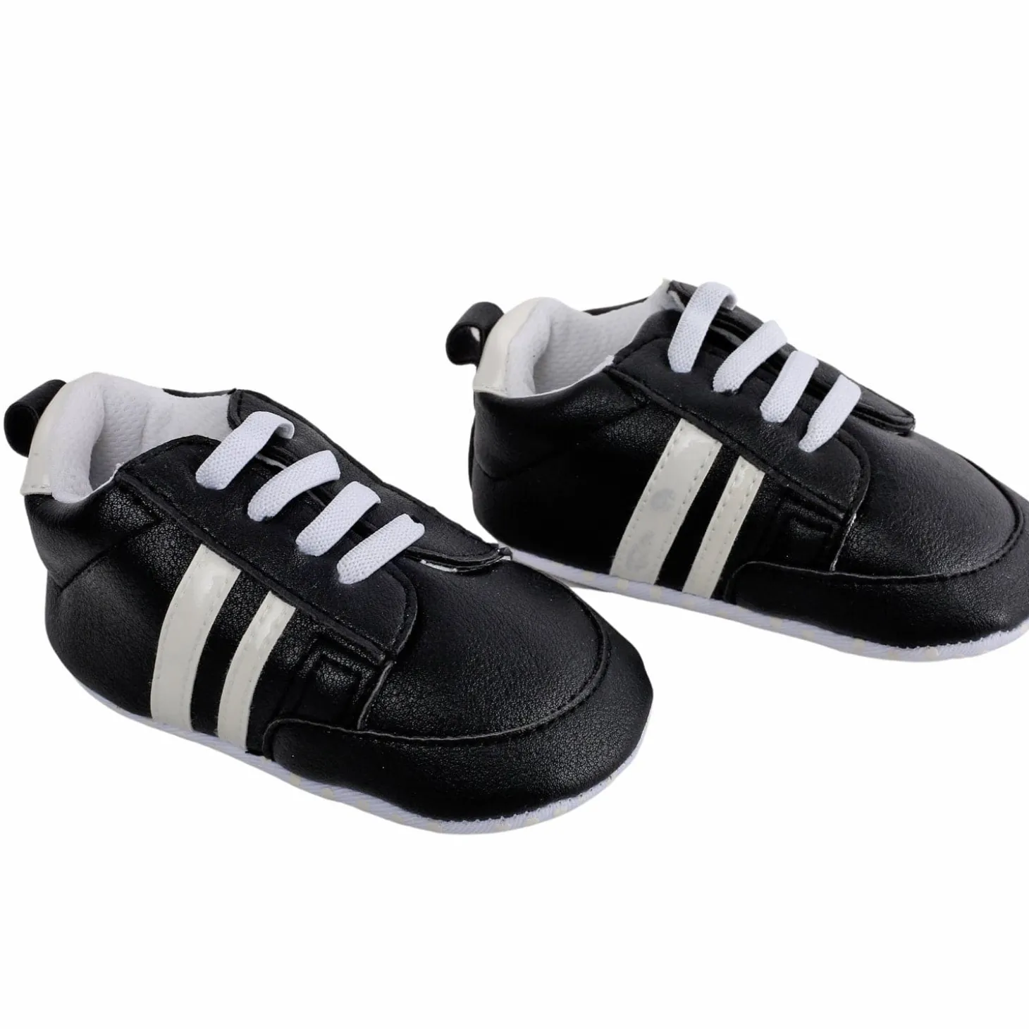 Baby Moo White Stripes On Black Sneakers