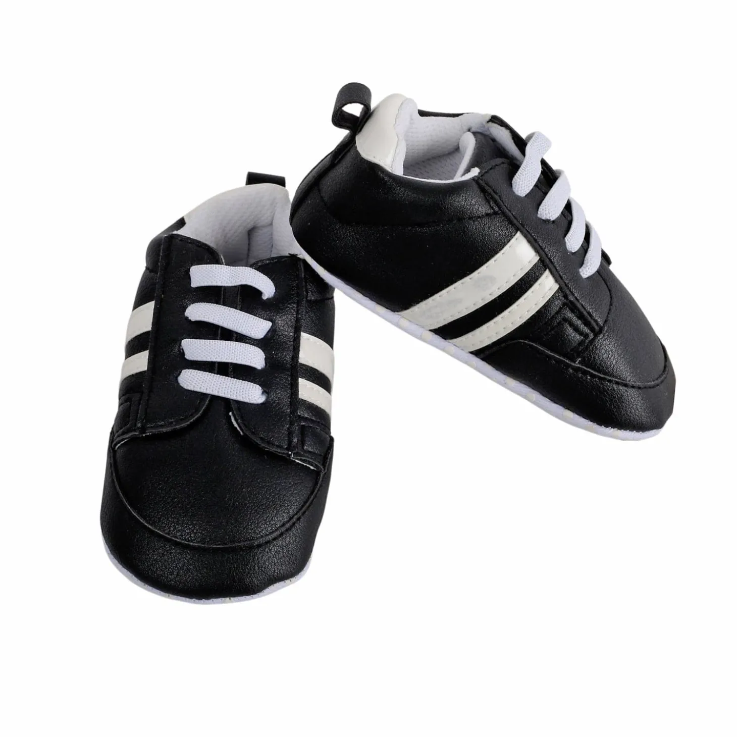 Baby Moo White Stripes On Black Sneakers