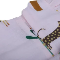 Baby Moo Wild Animals Flutter Sleeves Muslin Dress - Pink