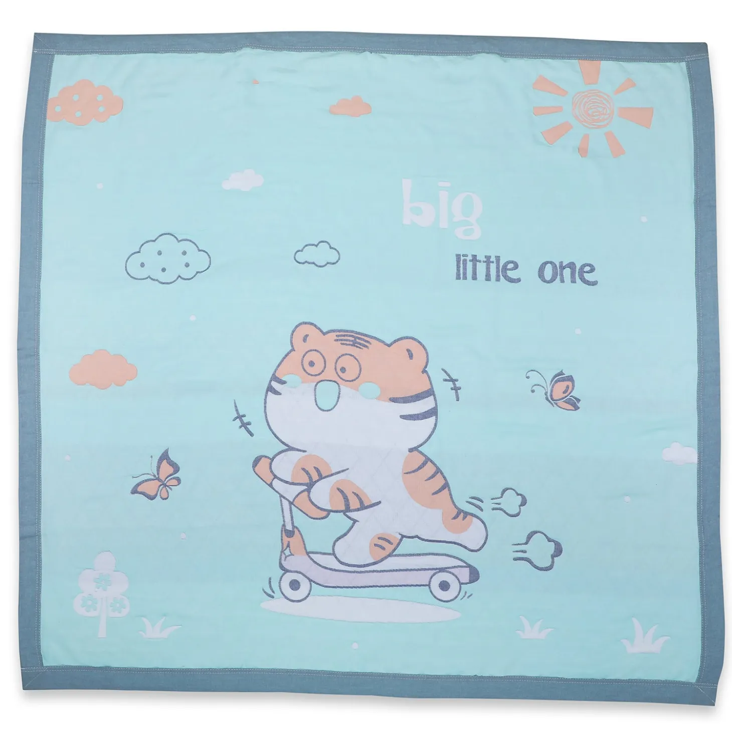 Baby Moo Wild Tiger All Season Medium Muslin Blanket - Mint Green