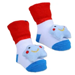 Baby Moo Winking Star Cotton Anti-Skid 3D Socks - Red