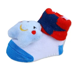 Baby Moo Winking Star Cotton Anti-Skid 3D Socks - Red