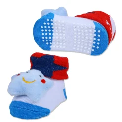 Baby Moo Winking Star Cotton Anti-Skid 3D Socks - Red