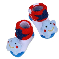 Baby Moo Winking Star Cotton Anti-Skid 3D Socks - Red