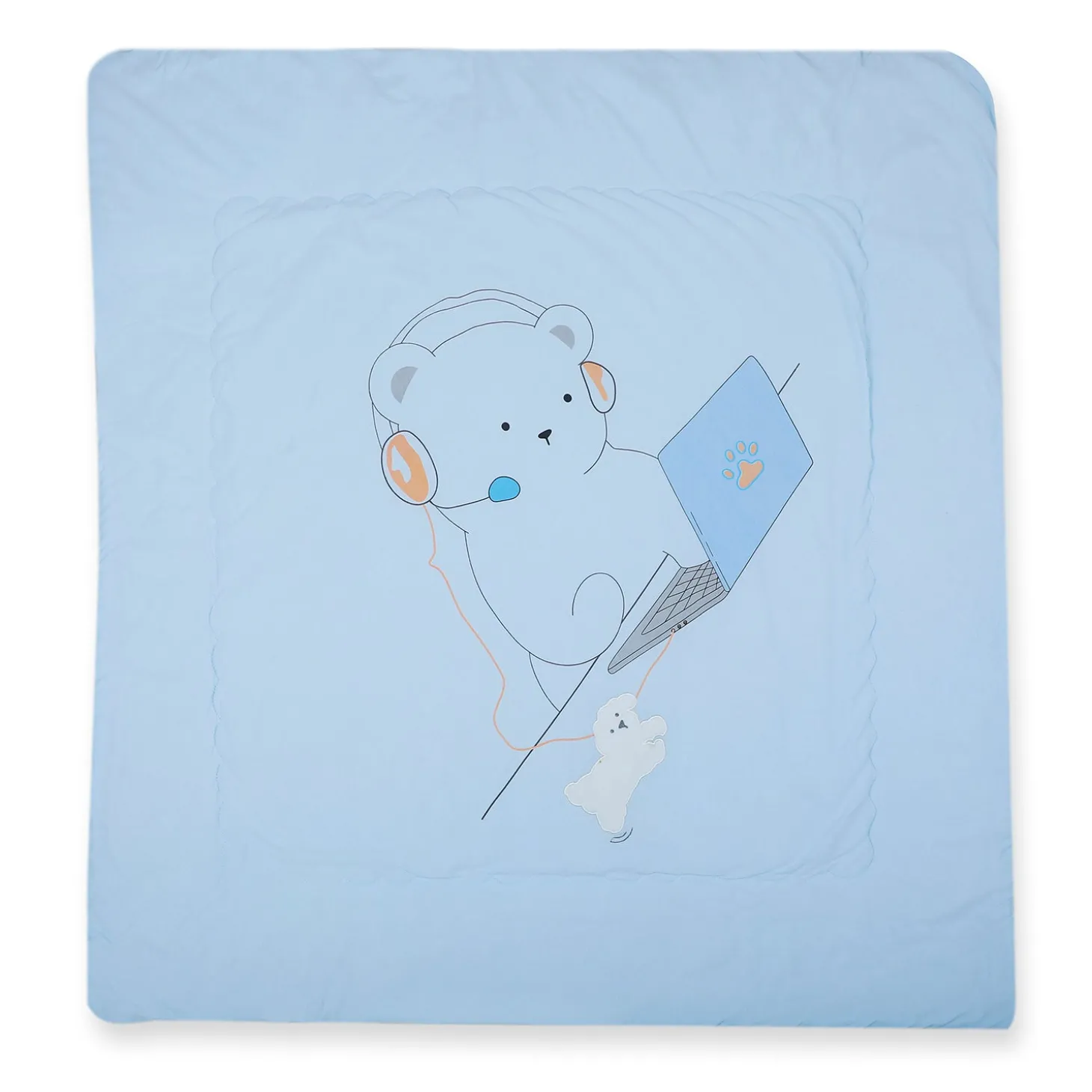 Baby Moo Workaholic Bear 100 % Cotton Wrapper - Blue