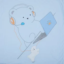 Baby Moo Workaholic Bear 100 % Cotton Wrapper - Blue