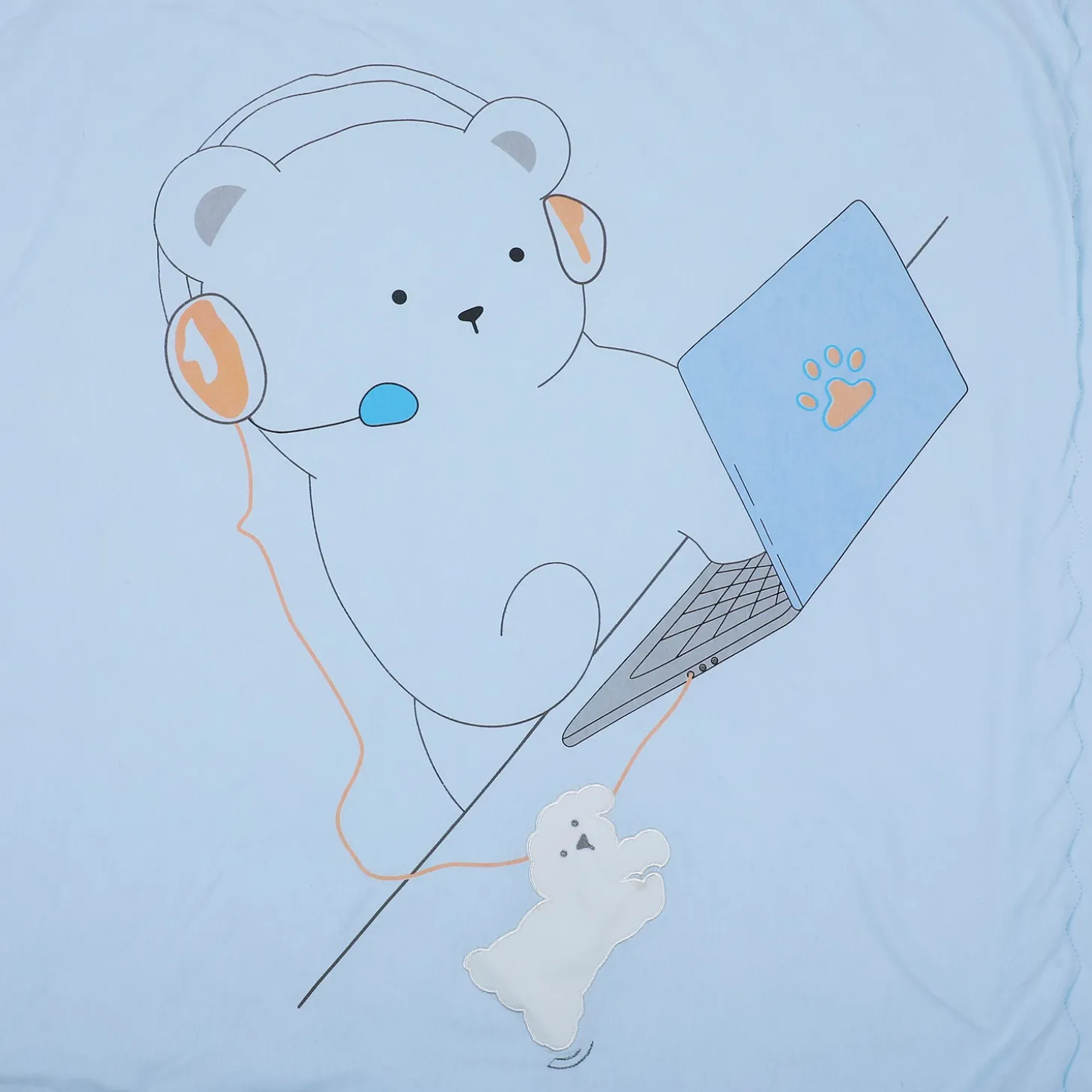 Baby Moo Workaholic Bear 100 % Cotton Wrapper - Blue