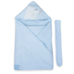 Baby Moo Workaholic Bear 100 % Cotton Wrapper - Blue