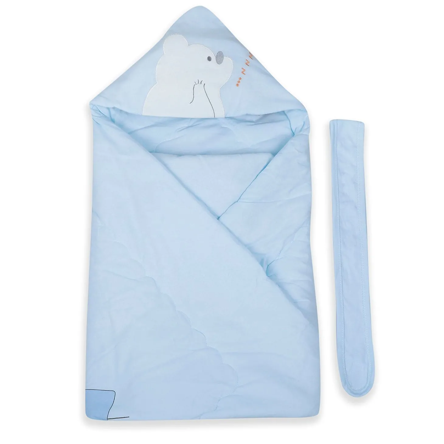 Baby Moo Workaholic Bear 100 % Cotton Wrapper - Blue