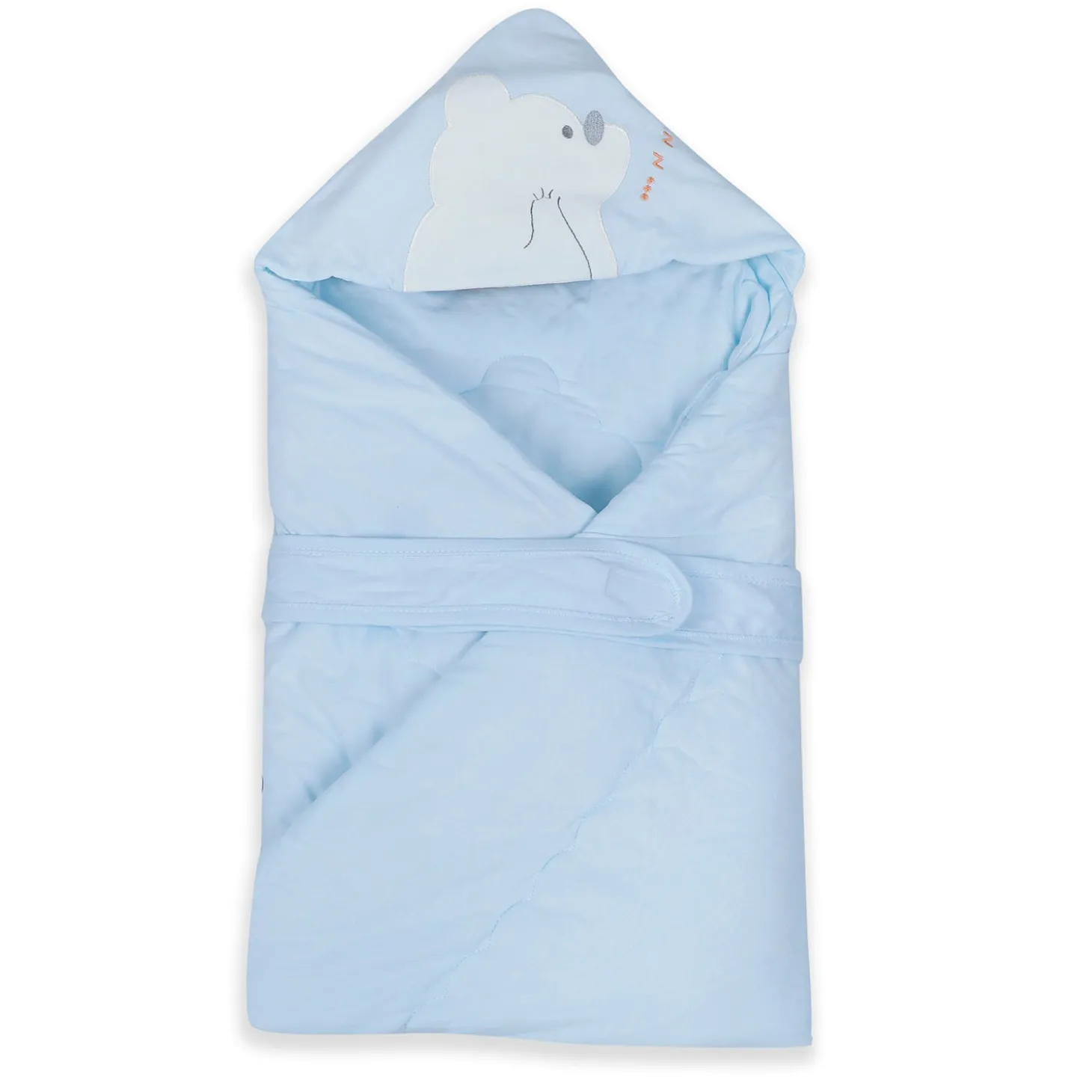 Baby Moo Workaholic Bear 100 % Cotton Wrapper - Blue