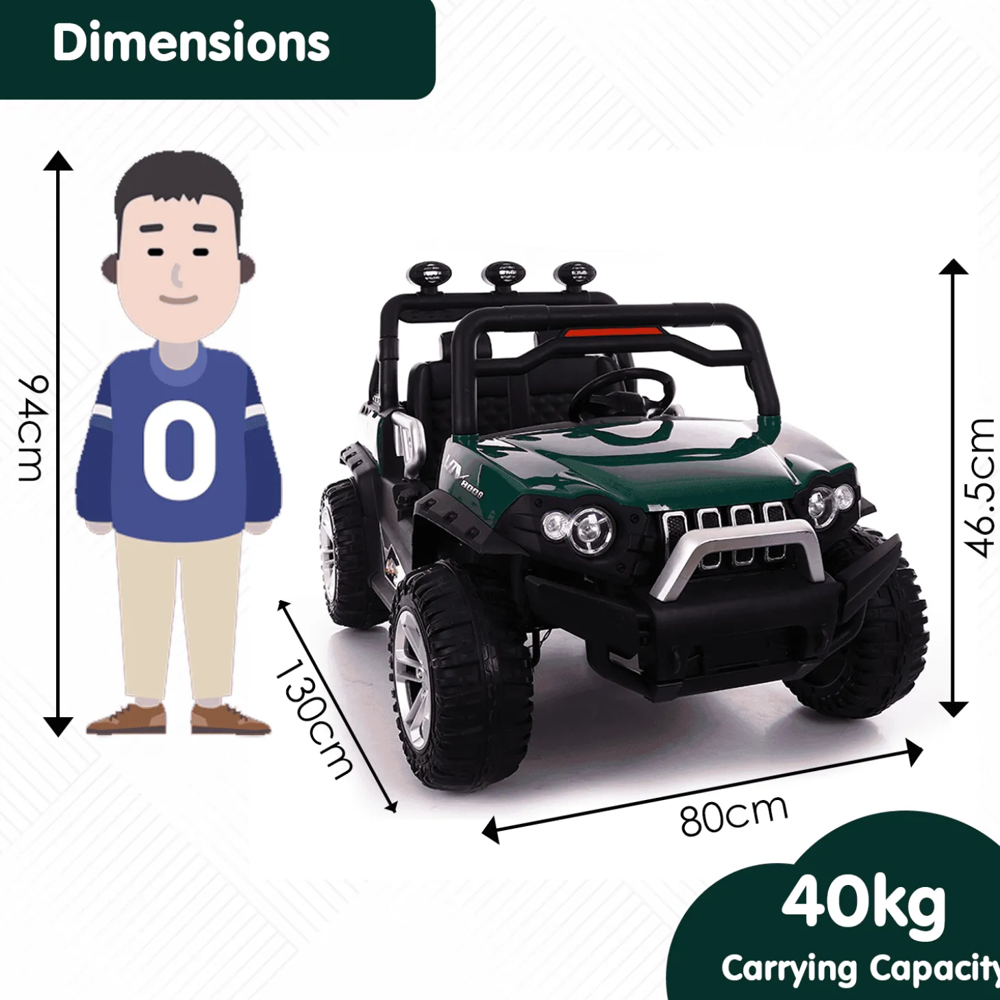 Baby Moo Wrangler 4X4 Battery Operated Electric Ride On Jeep With Rechargeable 12V Battery, Remote Control - Green