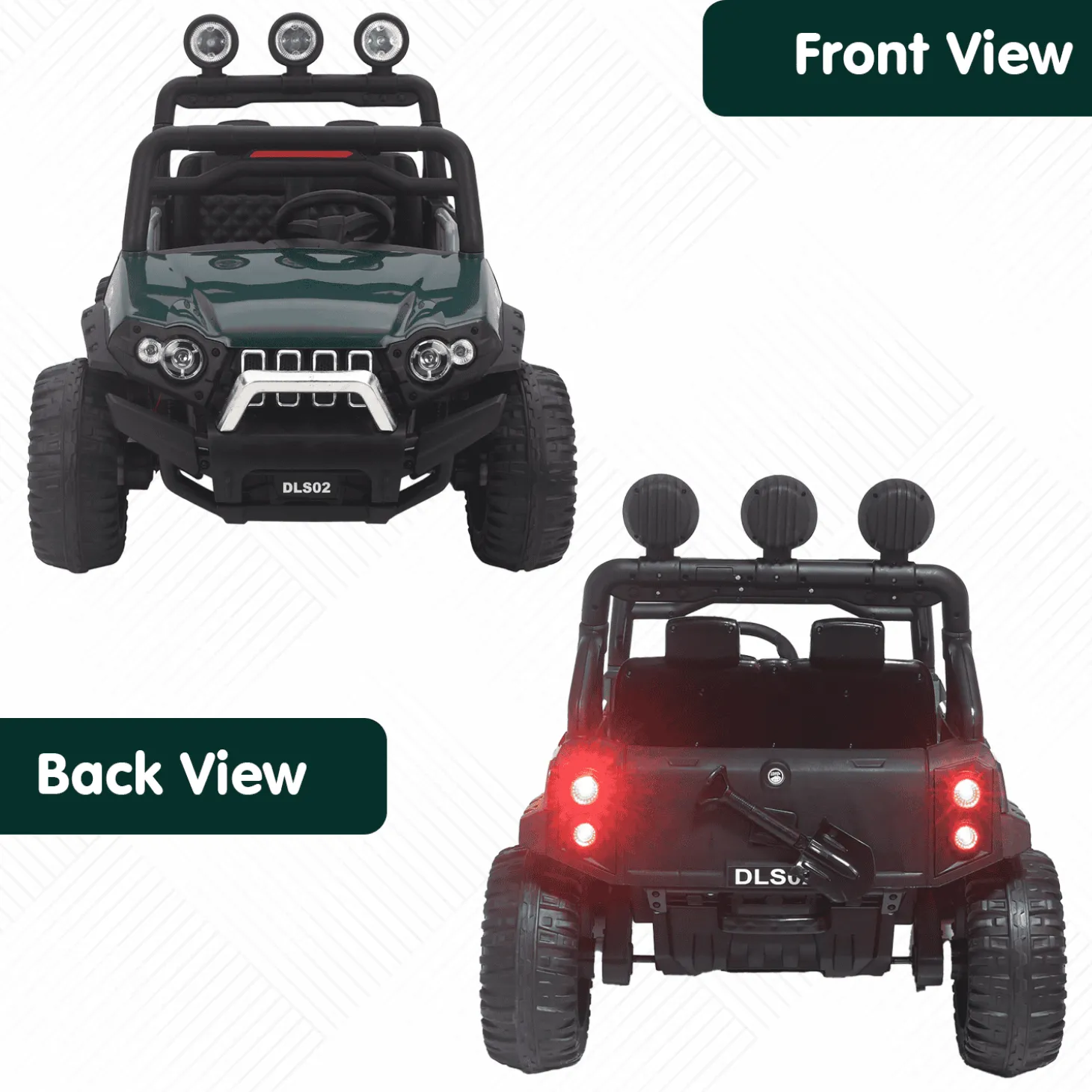 Baby Moo Wrangler 4X4 Battery Operated Electric Ride On Jeep With Rechargeable 12V Battery, Remote Control - Green