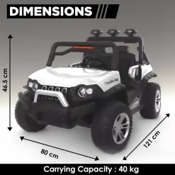 Baby Moo Wrangler 4X4 Battery Operated Electric Ride On Jeep With Rechargeable 12V Battery, Remote Control - White