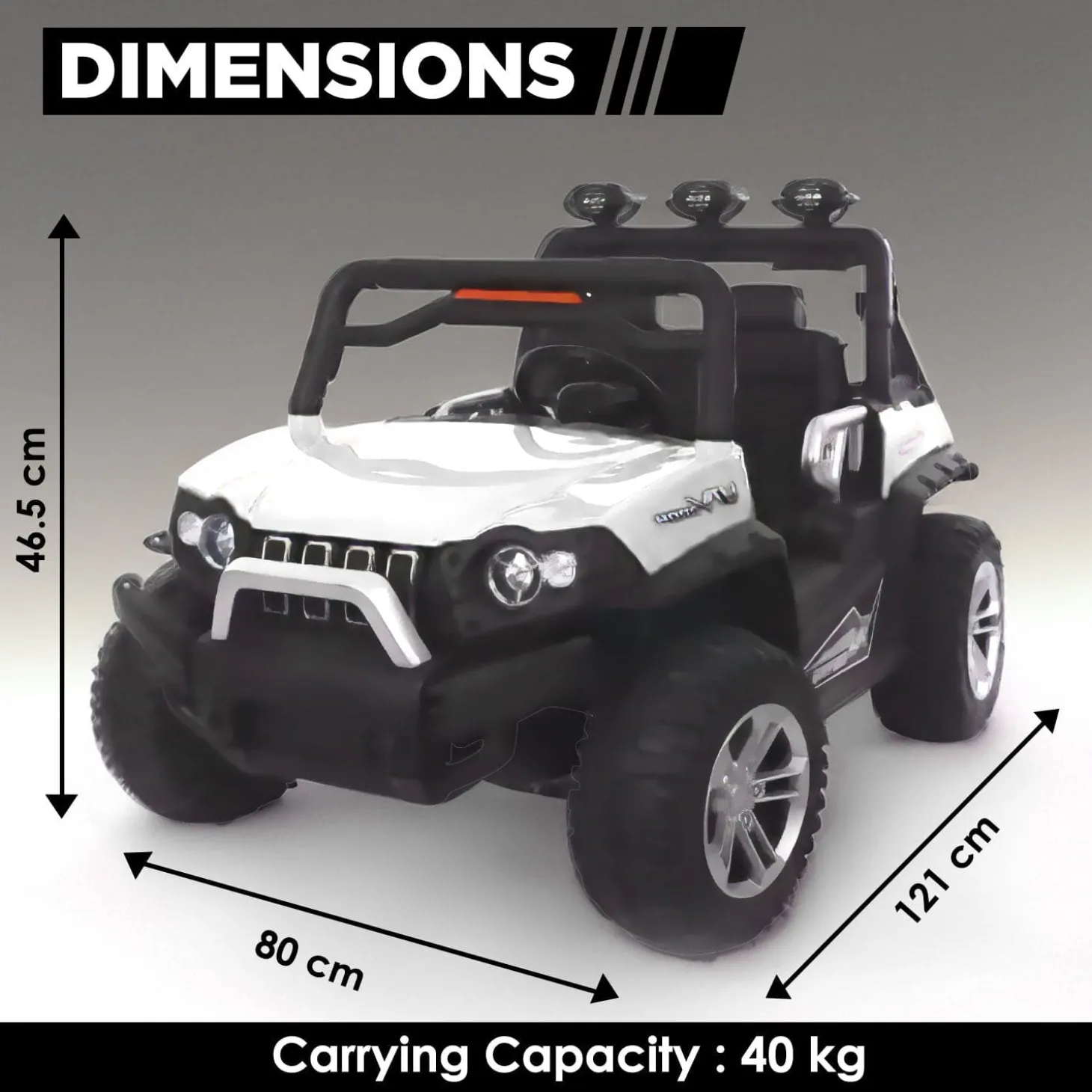 Baby Moo Wrangler 4X4 Battery Operated Electric Ride On Jeep With Rechargeable 12V Battery, Remote Control - White