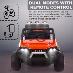Baby Moo Wrangler 4X4 Battery Operated Electric Ride On Jeep With Rechargeable 12V Battery, Remote Control - Red