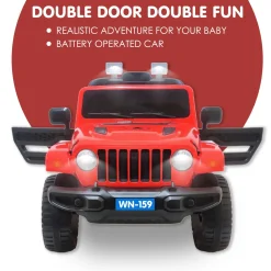 Baby Moo 4X4 Battery Operated Electric Ride On Jeep With Rechargeable 12V Battery, Remote Control Double Seat - Red