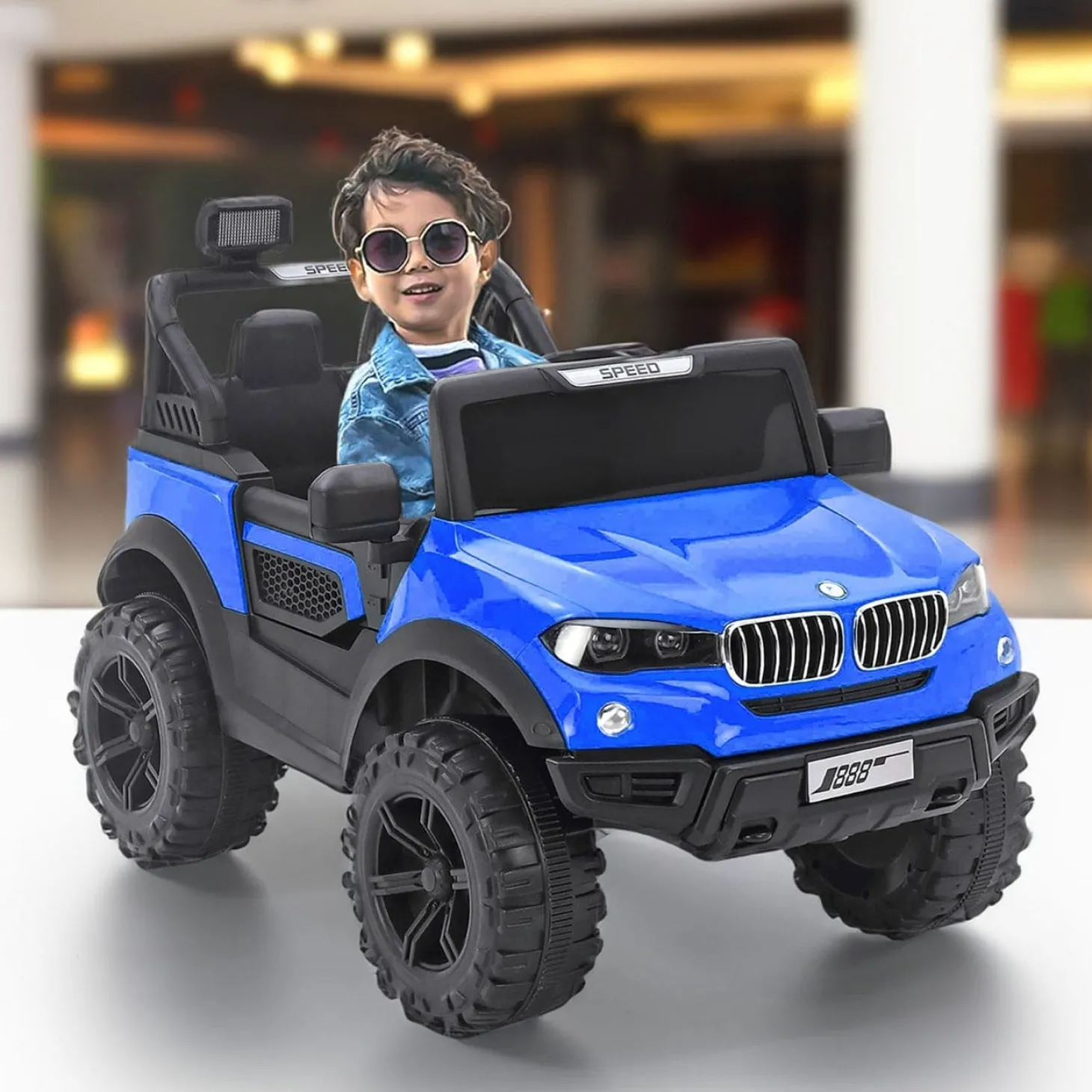 Baby Moo 4X4 Mercedes Benz Electric Ride-On Car for Kids | Rechargeable Battery | Bluetooth Remote Control | USB MP3 Player | Double Seat | Age 2-6 - Blue