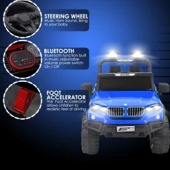 Baby Moo 4X4 Mercedes Benz Electric Ride-On Car for Kids | Rechargeable Battery | Bluetooth Remote Control | USB MP3 Player | Double Seat | Age 2-6 - Blue