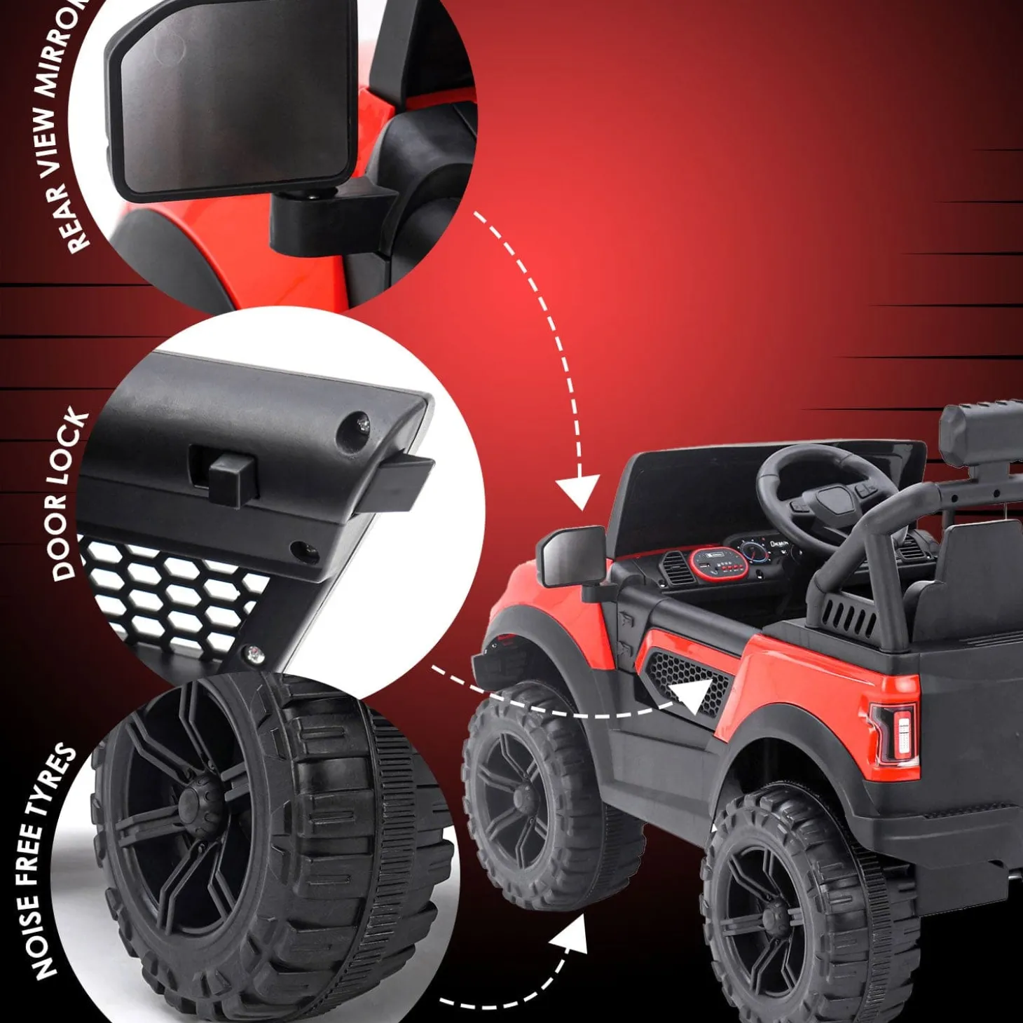 Baby Moo 4X4 Mercedes Benz Electric Ride-On Car for Kids | Rechargeable Battery | Bluetooth Remote Control | USB MP3 Player | Double Seat | Age 2-6 - Red