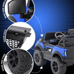 Baby Moo 4X4 Mercedes Benz Electric Ride-On Car for Kids | Rechargeable Battery | Bluetooth Remote Control | USB MP3 Player | Double Seat | Age 2-6 - Blue