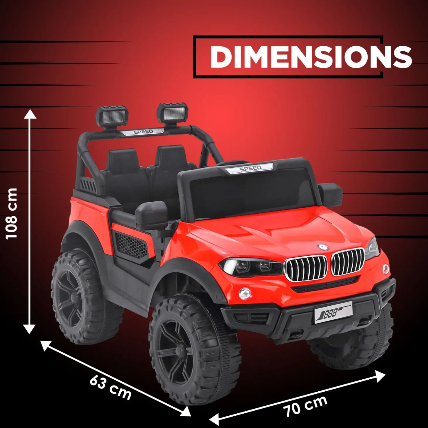 Baby Moo 4X4 Mercedes Benz Electric Ride-On Car for Kids | Rechargeable Battery | Bluetooth Remote Control | USB MP3 Player | Double Seat | Age 2-6 - Red