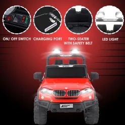 Baby Moo 4X4 Mercedes Benz Electric Ride-On Car for Kids | Rechargeable Battery | Bluetooth Remote Control | USB MP3 Player | Double Seat | Age 2-6 - Red