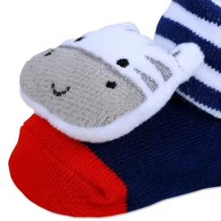 Baby Moo Zebra Cotton Anti-Skid 3D Socks - Grey