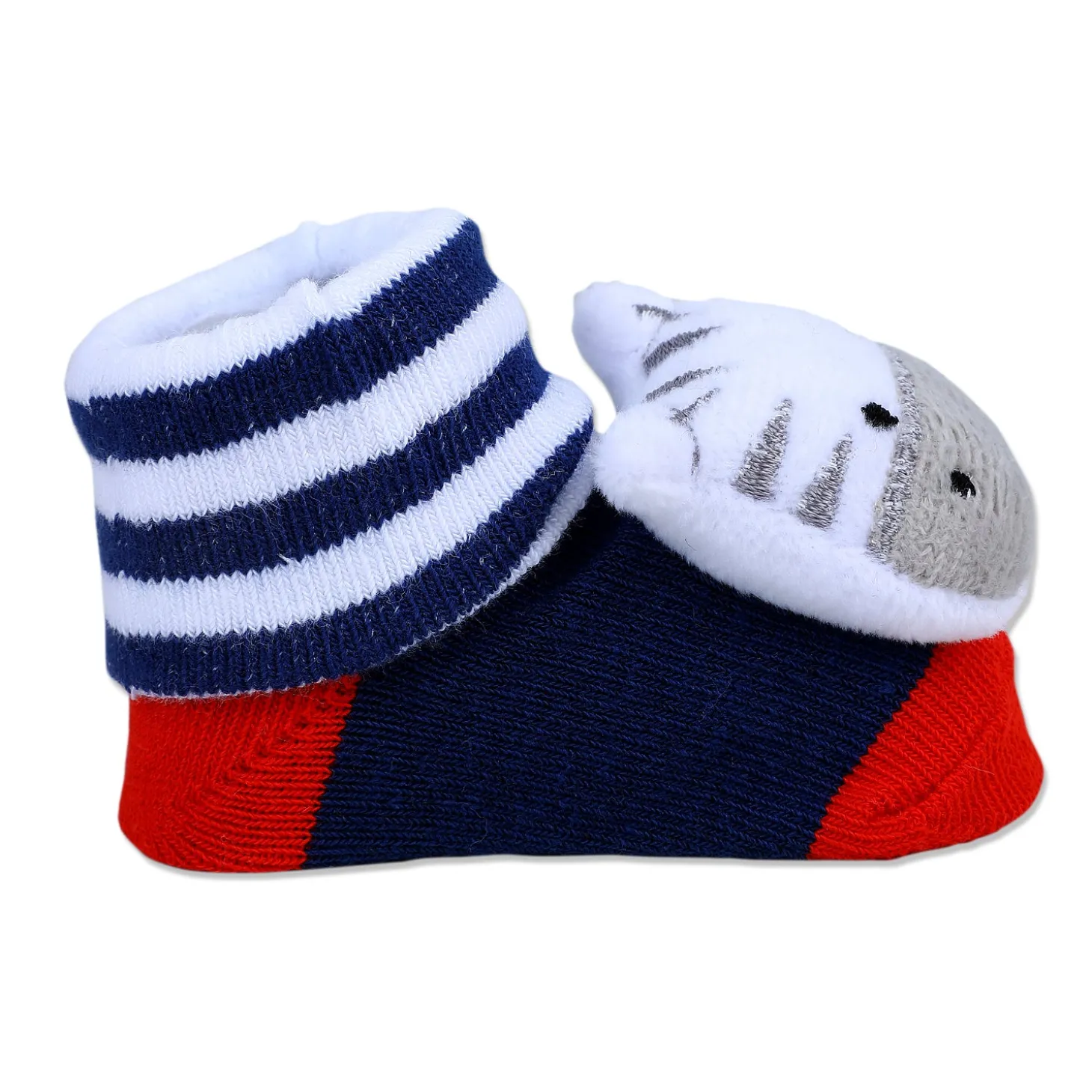 Baby Moo Zebra Cotton Anti-Skid 3D Socks - Grey