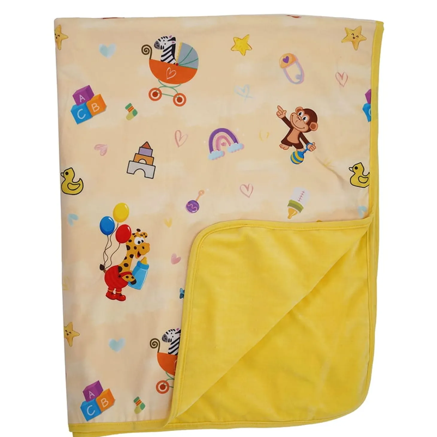 Baby Moo Zebra in Pram All Season Premium Blanket - Yellow