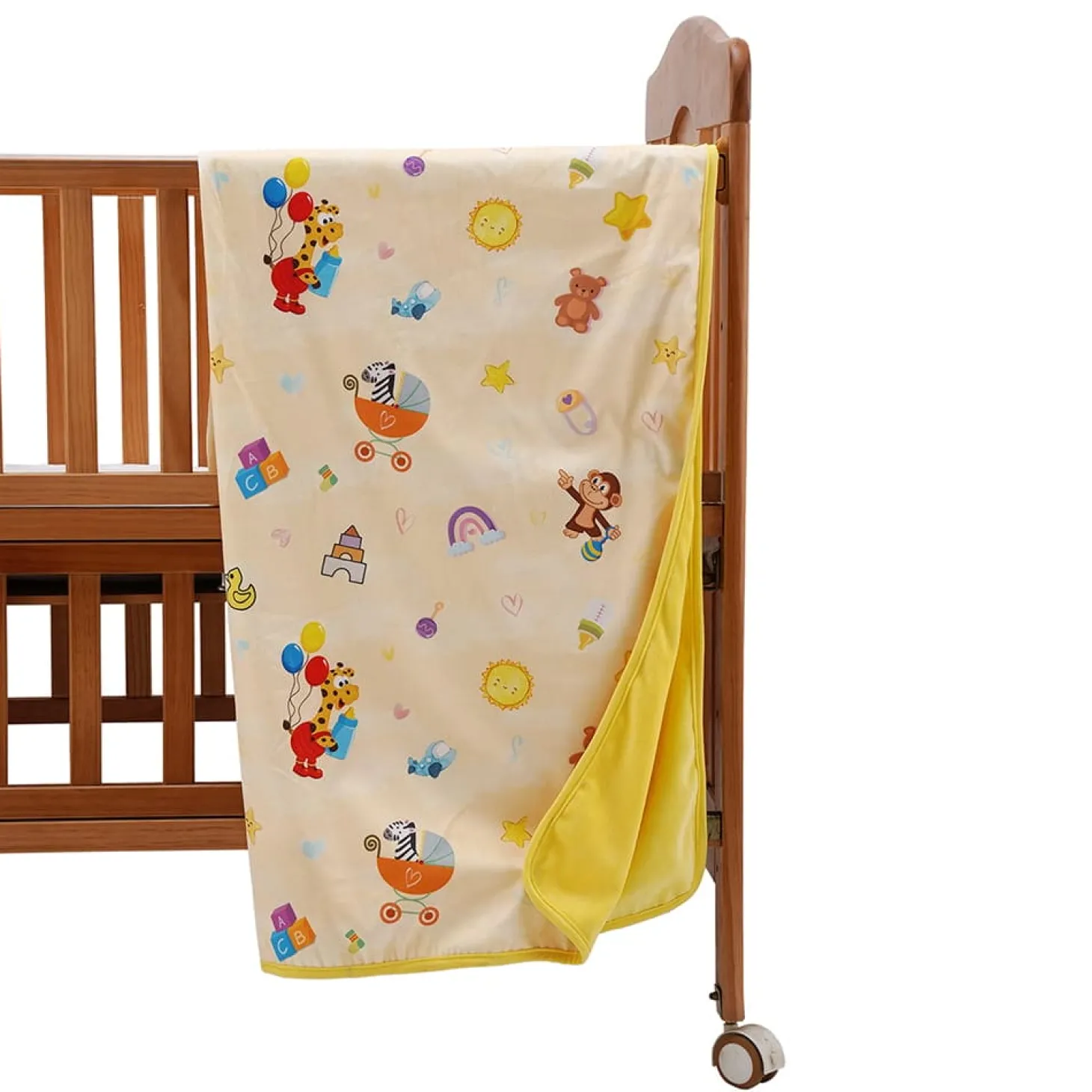 Baby Moo Zebra in Pram All Season Premium Blanket - Yellow