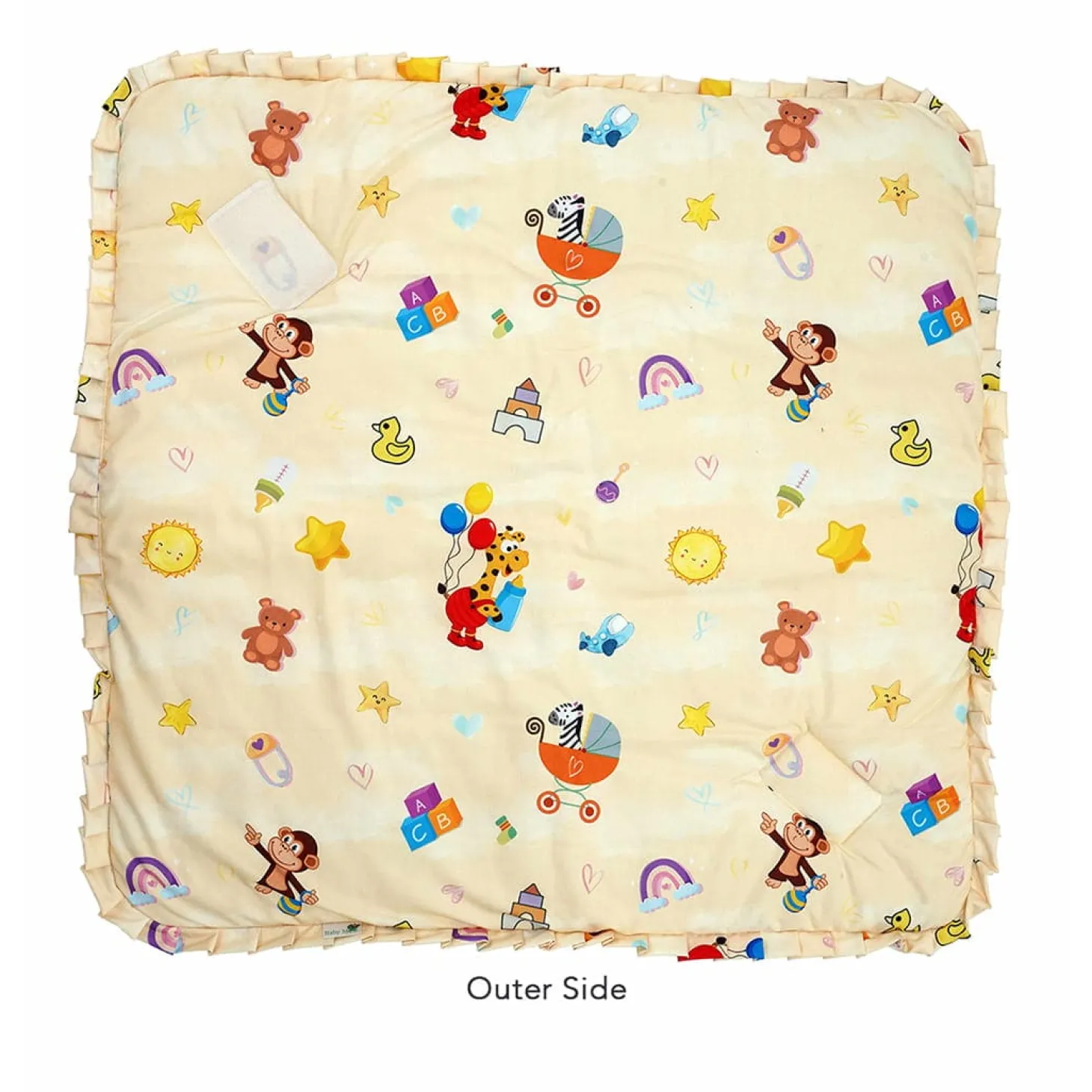 Baby Moo Zebra in Pram Premium Quilted Hood Wrapper - Yellow