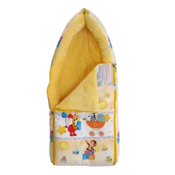 Baby Moo Zebra in Pram Premium Carry Nest Velvet With Fur Lining Sleeping Bag - Yellow
