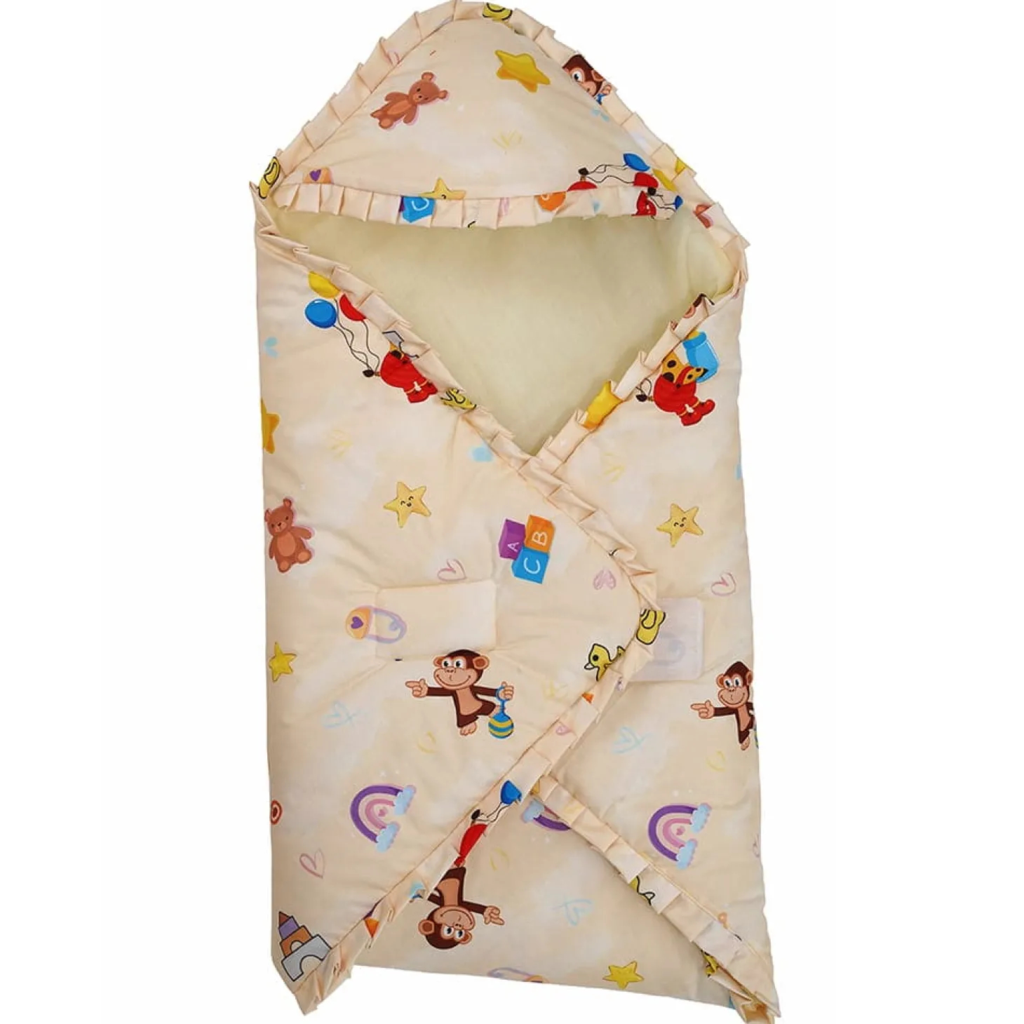 Baby Moo Zebra in Pram Premium Quilted Hood Wrapper - Yellow