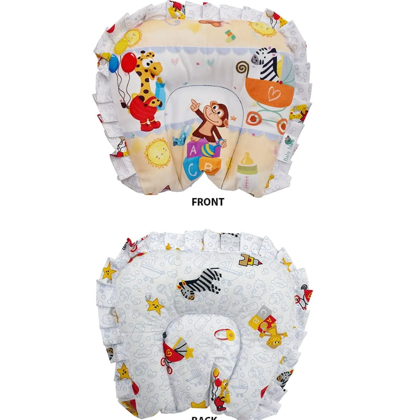 Baby Moo Zebra in Pram Soft Velvet U Pillow, 2 Side Bolsters Mattress Set - Yellow