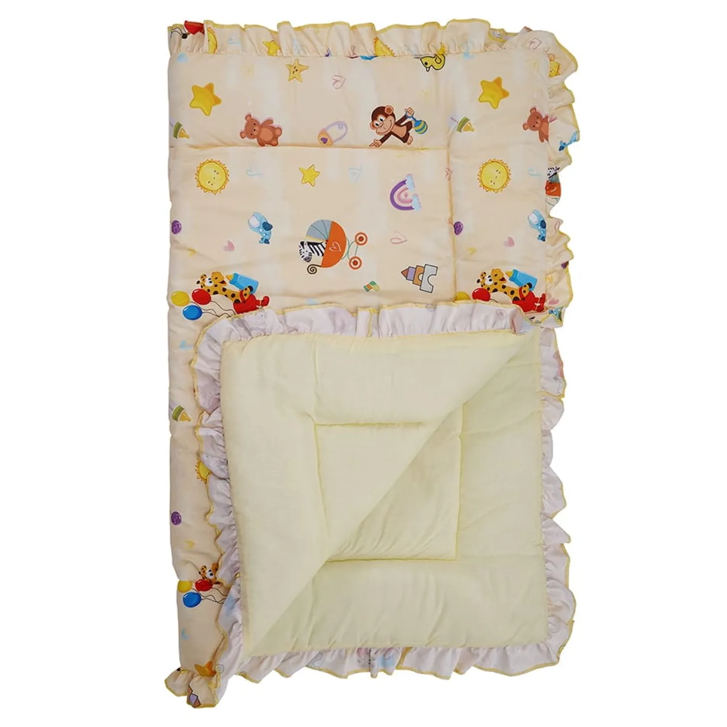 Baby Moo Zebra in Pram Soft Frill Large Duvet Quilt - Yellow
