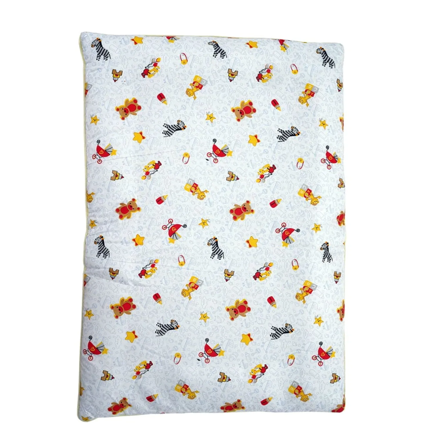 Baby Moo Zebra in Pram Soft Velvet U Pillow, 2 Side Bolsters Mattress Set - Yellow