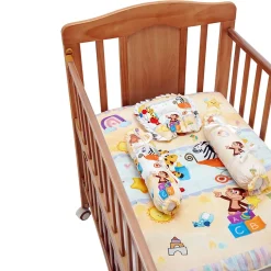 Baby Moo Zebra in Pram Soft Velvet U Pillow, 2 Side Bolsters Mattress Set - Yellow